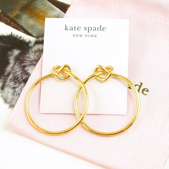 Kate Spade Loves Me Knot Hoop Stud Earrings Gold